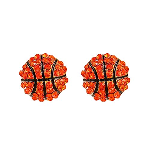 Une Paire De Boucles d'oreilles Boule avec Strass, Clou d'oreille De Basket Football Volley Softball Baseball Rugby, Boucles d'oreilles Sport en Cristal Brillant, Convient à Amis, Amants, Familles Cover