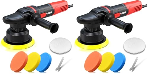 Image of AOBEN Car Buffer Polisher,6 inch Dual Action Polisher,Random Buffer Polisher kit with 6 Variable Speed 1000-4500rpm,Detachable Handle,4 Buffing Pads for Car detailing Polishing and Waxing (Pack of 2)