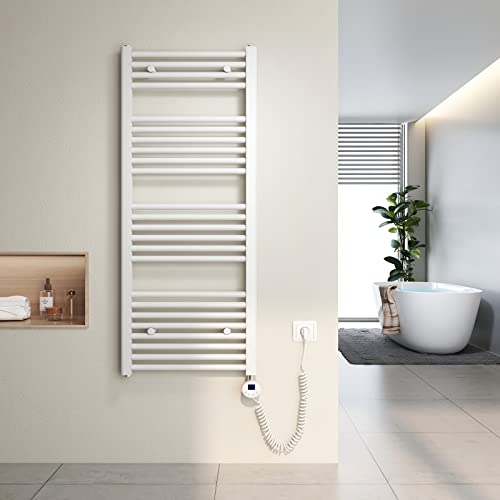 Heilmetz Radiador electrico 120x50 cm Secatoallas eléctrico con termostato Digital y función Temporizador, secatoallas electrico Blanco 500 W