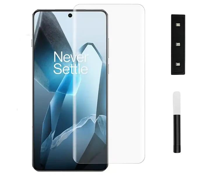 Image of QsmQam UV Tempered Glass Screen Protector Compatible with OnePlus 12R with Anti-Burst 9H Hardness Edge-to-Edge Coverage Screen Guard