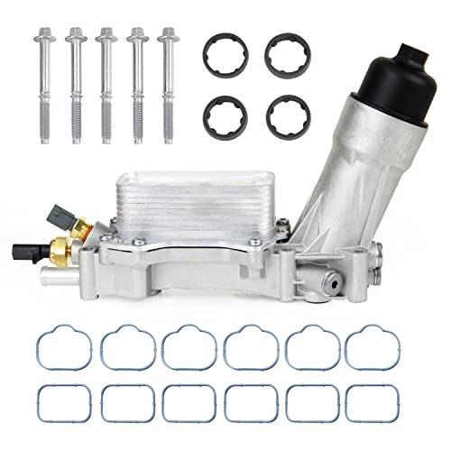 926-959 926-876 Aluminum Oil Cooler Oil Filter Housing with Kit Oil Cooler Gaskets and Sensors Compatible With 2011-2016 Chrysler 200 300 Charger Challenger Journey Wrangler Ram ProMaster 3.6L