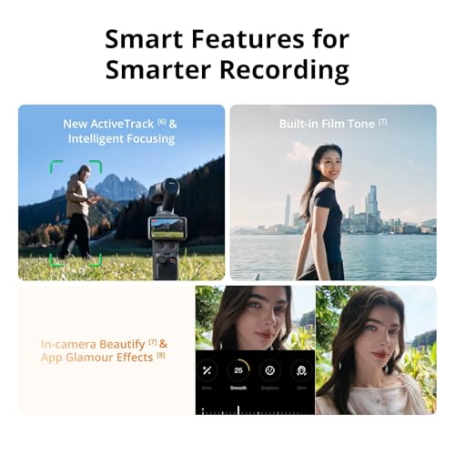 Image of DJI Osmo Pocket 4 Standard Combo, Vlog Camera, Video Camera for Photography | 1″ CMOS & 4K /240fps, 3-Axis Stabilization, 2x Lossless Zoom, 107GB Built-in Storage, 2 inch Rotatable Screen