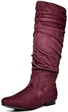 Dream Pairs - Botas de caña alta para mujer, Rojo (Burgundy), 42 EU