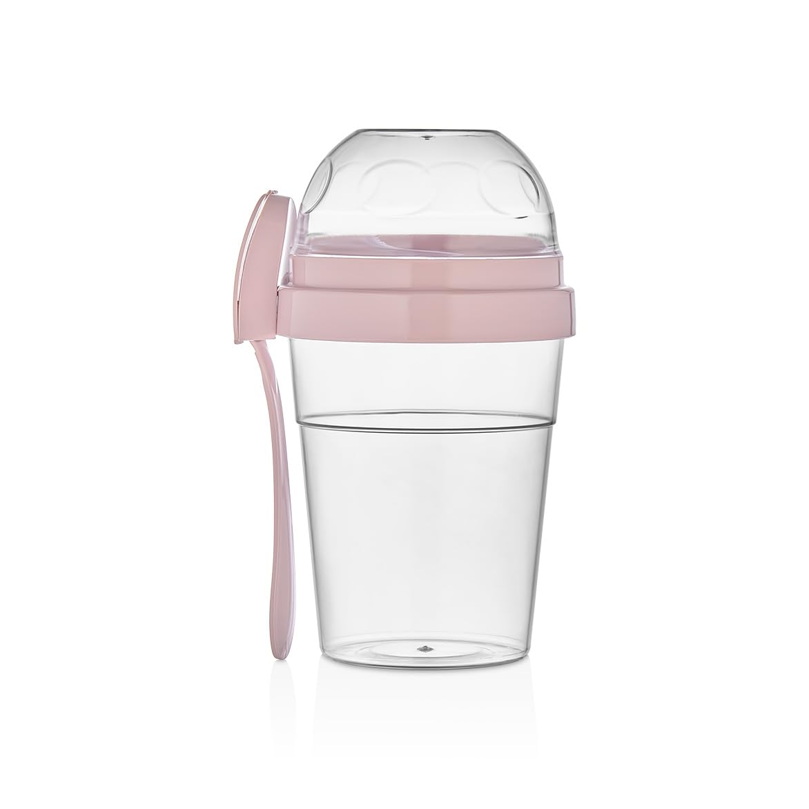 Bölmeli Yoğurt Saklama Kabı, 600ml + 200ml, Pembe, Diyet ve Sağlıklı Beslenme için Taşınabilir Kapaklı Kap