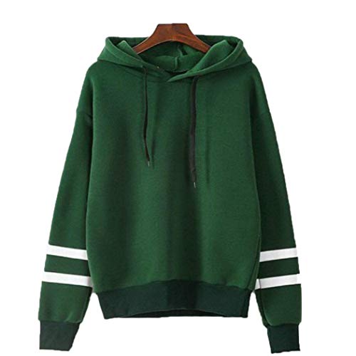 Sisaki - Sweat à Capuche - Décontracté - À Rayures - À Capuche - Manches Longues - Femme - Vert - XL