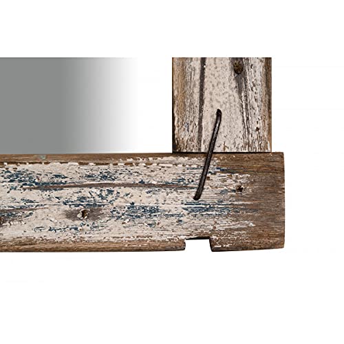 Biscottini specchio da parete cornice legno riciclato 59x3x48 cm | Specchiera bagno verticale e orizzontale per un arredamento rustico | Specchio ingresso da parete