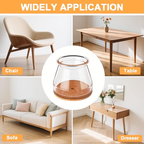Image of Chair Leg Floor Protectors Round, Silicone Chair Leg Protectors for Hardwood Floors, Chair Leg Caps Covers Protect Wooden Floors from Scratching 20 Pcs Small (Fit:8 /16 inch to 15 /16 inch)