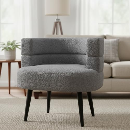 Alivio Sherpa Chair, Sherpa Sofa Chair for Living Room Bedroom Dining Room Makeup Office Reception Cafe Bar (Grey)