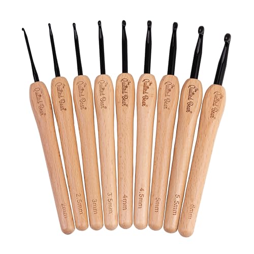 Kit de ganchos de ganchillo de madera premium con cabezales de acero duraderos 2
