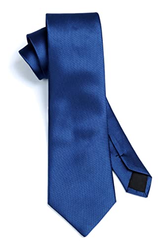 Image of HISDERN Ties for Men Plaid Checkered Tie with Pocket Square Woven Business Formal Necktie Handkerchief Set Wedding Party
