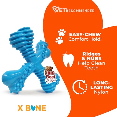 Image of Nylabone Power Chew Comfort Hold X Bone Dog Chew Toy, Beef Flavor, Large