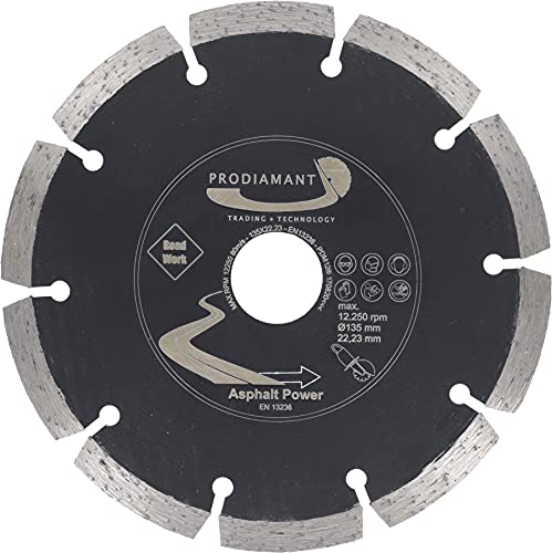 PRODIAMANT Disco de corte diamantado 135 mm x 22,2 mm abrasivo para asfalto, solado, hormigón ligero, hormigón fresco, arenisca y arcilla refractaria