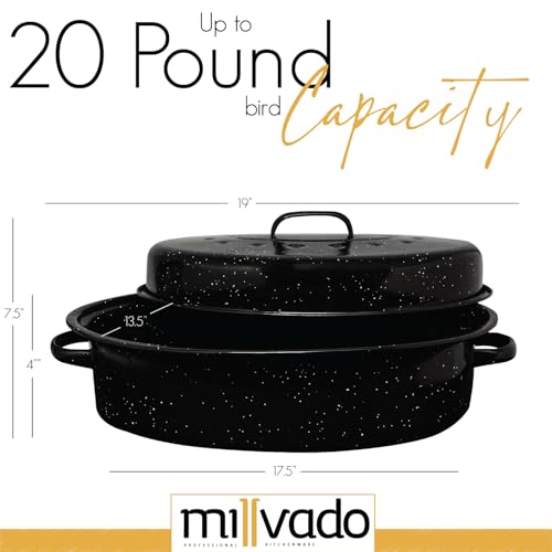 image for Millvado Roasting Pan With Lid, Thanksgiving Turkey Roaster Pan, Extra