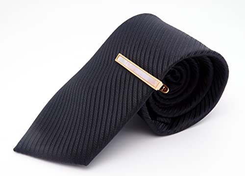 Jonwo Mother Of Pearl Men's Tie Clip With Presentation Box Tie Bar For Gentleman Regular Necktie Tie Pin For Daily Business Anniversary Wedding Occasions (14K Gold Plated Tie Clip) #TOP1
