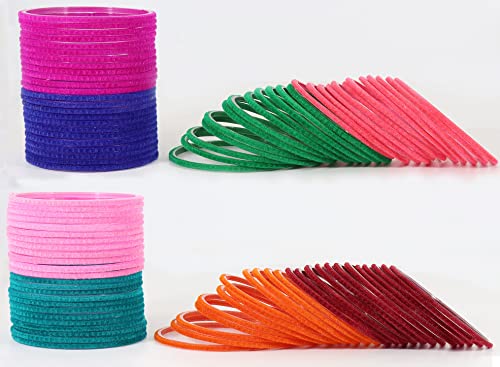 Image of NMII Glass with Plain and Glossy Finished Bangle Set For Women and Girls
