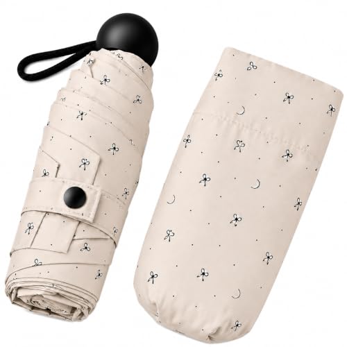 Image of Umbrella for Rain and Sun Protection UPF50+ Mini Capsule Foldable Umbrella for Women Men | 5-Fold Compact Travel Umbrella | Windproof UV Protection | Ring Buckle Anti-Loss