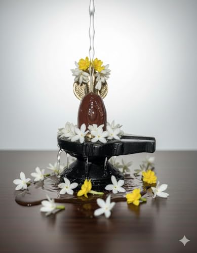 Image of Original Black Narmadeshwar 2 Inch Shivling, Lingam, Shiva Lingam & 4 Inch Jaladhari with Naag Yoni Base, Lingam Holder, Shivling Stand for Home Puja