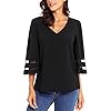 LookbookStore Women Tops for Summer 2023 Ladies Tops and Blouses Bell Sleeve Tops for Women Black Tops for Work Business 3/4 Sleeve Tops Womens Tops Dressy Casual Going Out Tops Size Large Size 12 14