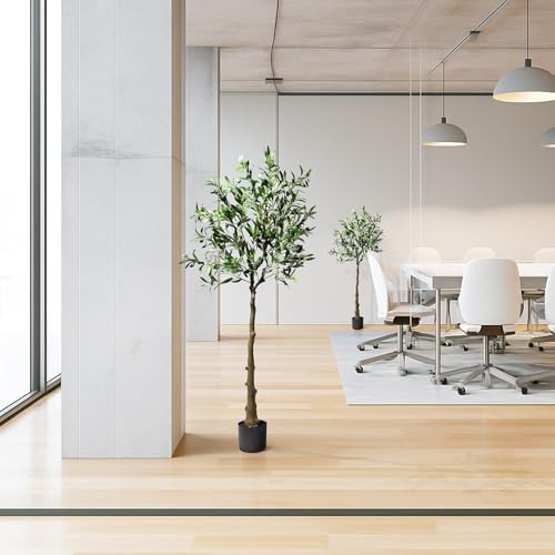 LEADZM Künstlicher Olivenbaum 150cm kunstpflanze Künstliche Pflanzen Olivenbaum Künstlich Kunstbaum wie echt für Balkon Wohnzimmer Büro (150cm)