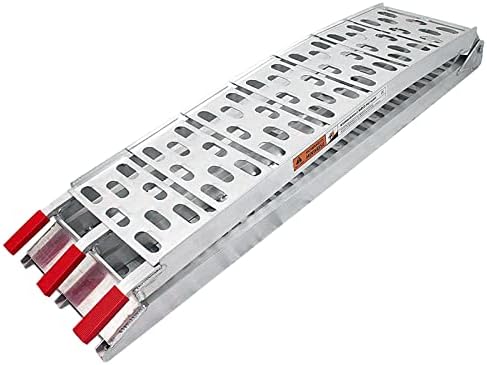 Aufun Loading Ramps Aluminium Loading Rail Foldable Ramps Silver Ramp Non-Slip Ramp for Car,Motorcycle,Bike and Van, Max Load Capacity 340KG