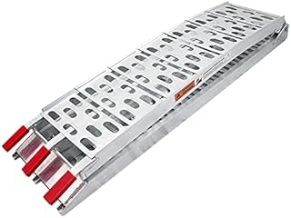 Aufun Loading Ramps Aluminium Loading Rail Foldable Ramps Silver Ramp Non-Slip Ramp for Car,Motorcycle,Bike and Van, Max Load Capacity 340KG