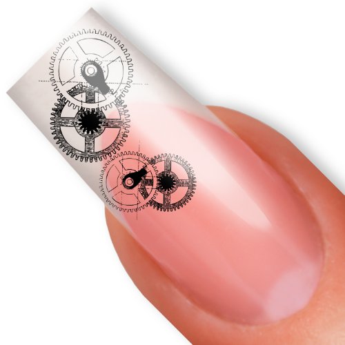 Nailart NAIL TATTOO STICKER - vintage / gear wheel / pinion / steampunk - black