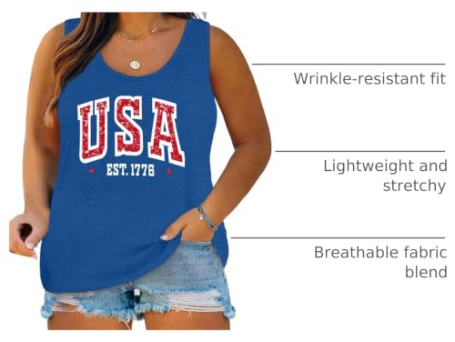 Image of Ithalt Plus Size 4th of July Tops for Women American Flag Tank Tops USA Patriotic Shirts Red White and Blue Sleeveless