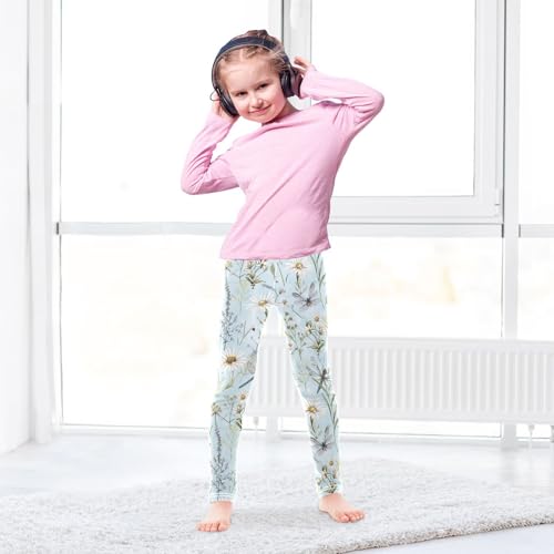 Kids High Waist Dragonfly Daisy Flower Blue Leggings for Toddler Girls 4T 202b53894
