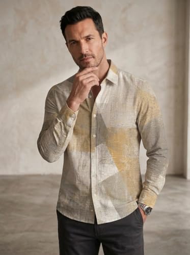 Image of Foomer Brown Solid Self Design Opaque Party Shirts