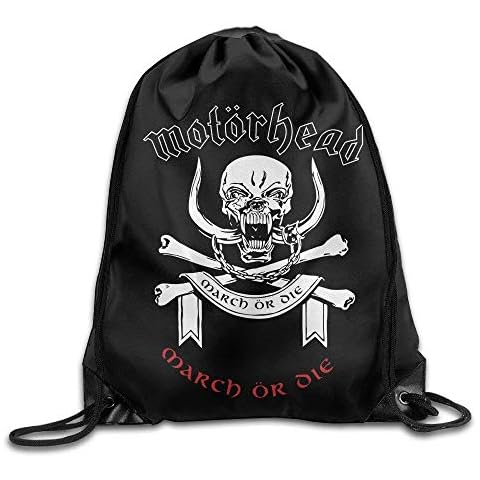Drempad Motörhead British Heavy Metal Rock Band Skull March Or Die Drawstring Bags Rowing White Backpack Sport Bag For Men & Women School Travel Backpack For Teens College Cover