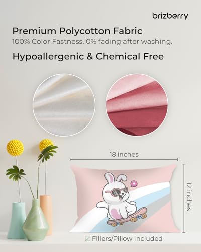 Image of Brizberry Kids Pillow Cushion with Super Soft Fabric | Animal & Cartoon Prints | 12x18 inches (Design 18)
