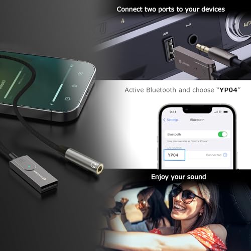 Lokuka Bluetooth 5.3 To Aux Adapter For Car Or Amp, Usb To 3.5Mm Female Bluetooth Receiver thumb #4