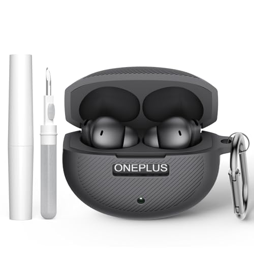 Image of for OnePlus Buds 4 Case with Carabiner and Cleaning Pen, Soft Silicone Protective Cover Shockproof Anti-Scratch Portable Travel, only Compatible with OnePlus Buds 4 (Black)