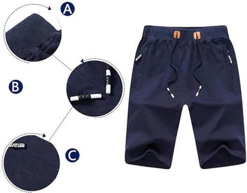 Image of JustSun Men's Casual Sports Shorts with Elastic Waist and Zipper Pockets