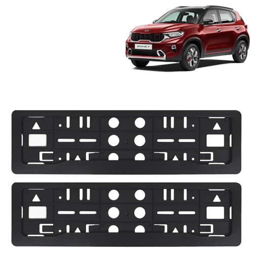 Image of KINGSWAY Sonet Car Number Plate Frames for All 2020 to 2024 Models of Kia Car Registration Plate Holders, Black Licence Plate Covers (Front and Rear), Universal Size 51.5 x 14.5 cm