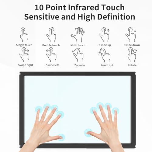 Image of 15 Inch Infrared Touch Screen, 10 Points Touch Screen Overlay Panel, USB Interface Free Driver, Infrared Touch for Outdoor Navigation, Digital Signage, Industrial Monitor