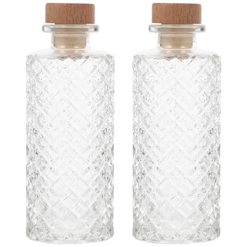iplusmile 2個 小型果実酒容器 密封ガラス瓶 実木蓋付き フルーツワイン保存用 軽量持ち運び簡単 ピクニックやホームバー向け