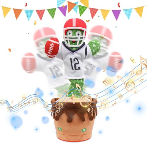 MIAODAM Dancing Football Cactus Toy, Singing, Talking, Record & Repeats What You say with 60 English Songs, Funny Eletronic Baby Toys