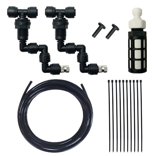 Eadabok Reptile Terrariums Misting Accessories kit, 2PCS Adjustable Reptile Mister Nozzles, with 16ft 1/4 inch Tube, Black