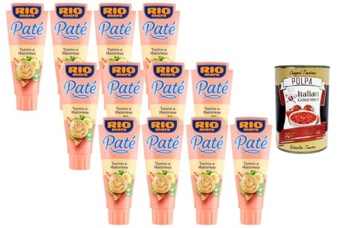 Italian Gourmet Thunfisch-Paté mit Mayonnaise 12×100 g – cremiger Fischaufstrich für Toast, Sandwich, Canapés & Snacks, Vorteilspack + Italian Gourmet Polpa