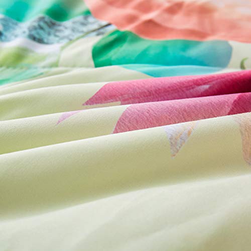 Namoxpa Floral Unicorn Bedding Comforter Sets Girls Unicorn Pink Roses Comforter 3 Pieces Green Fantasy Glittery Horse Comforter Sets For Teens And Girls,Twin Size #TOP6