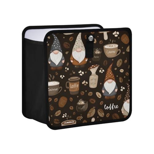 Image of Car Trash Can Organizer Bin with Adjustable Strap for Back Front Seat Console Waterproof Leakproof Collapsible Portable 8.66 Inch Brown Gnomes Coffee Beans Cups