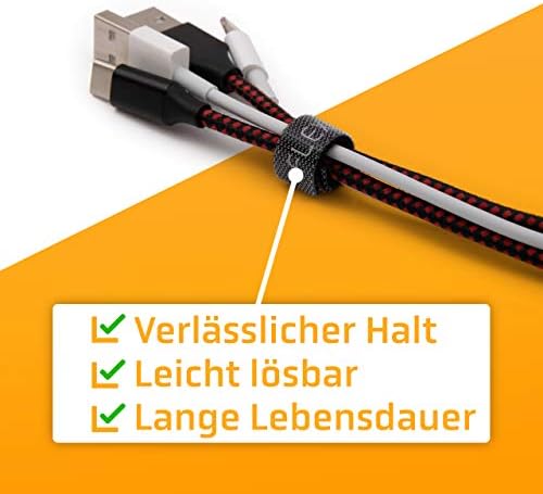 Flexowire Klett Kabelbinder 10 m x 10mm - frei zuschneidbar & wiederverwendbar - Kabelmanagement Klettband Rolle Kabelmanager Klettband Kabelbinder
