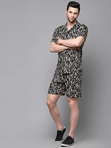 Image of Rigo Printed Co-Ord Set for Men's | Casual Shirt & Shorts Night Suit Set | Lounge-wear Nightdress Pajama Set for Men's | Night Wear, Beach Wear, Vacation Wear Outfit