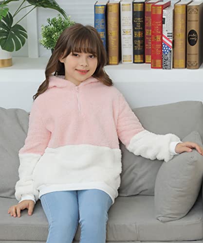 Haloumoning Girls Fuzzy Fleece Pullover Hoodies Sweatshirt Casual Loose Outwear Coat With Pockets 8-9 Years #TOP4
