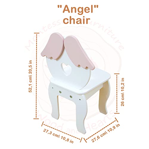 Woodandhearts Angel Chair Kids Chair, Wooden Chair For Girl, Toddler Chair, Fairytale Furniture #TOP2