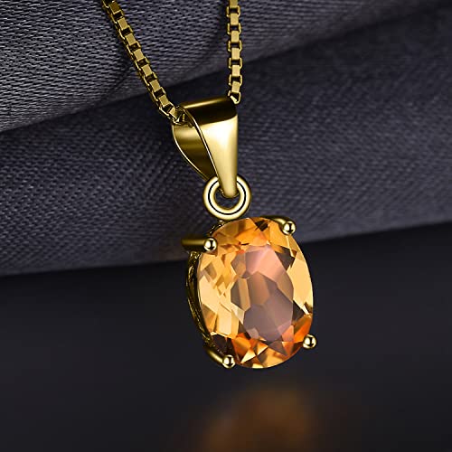 JewelryPalace Natural Gemstone Garnet Peridot Amethyst Citrine Blue Topaz Birthstone Solitaire Pendant Necklace Jewelry Set, 14k Gold Plated 925 Sterling Silver Necklaces for Women, 18 Inch Box chain3