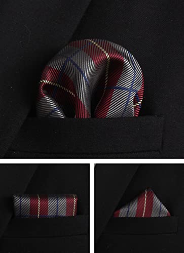 Image of Striped Plaid Polka Dot Mens Tie Formal Necktie Pocket Squares Ties Clips Cufflinks Classic for Men Set