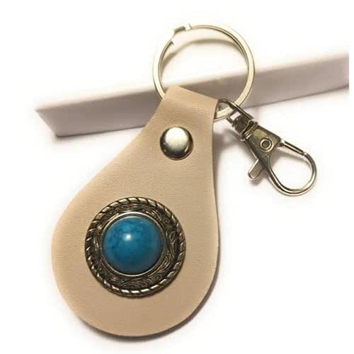 Turquoise Concho Keychain PU Leather Key Fob Purse Belt