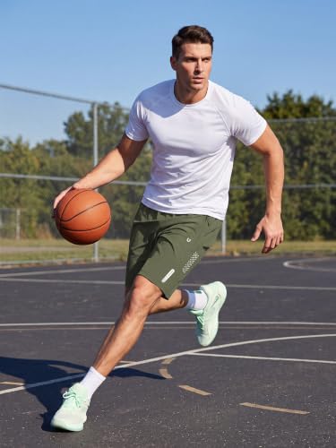 Image of NORTHYARD Men's Athletic Running Shorts Quick Dry Workout Shorts 7 inch / 5 inch / 9 inch Lightweight Sports Gym Basketball Shorts Hiking, Armygreen, Large